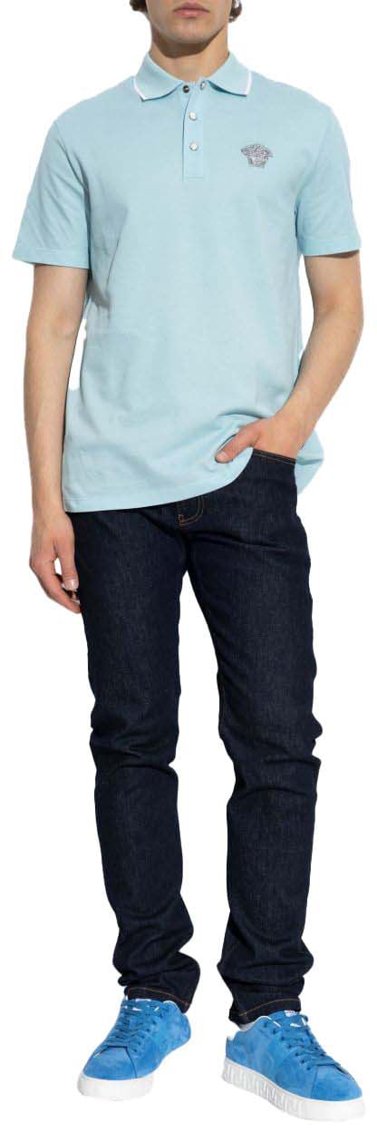 Versace T-Shirts And Polos Light Blue Blauw