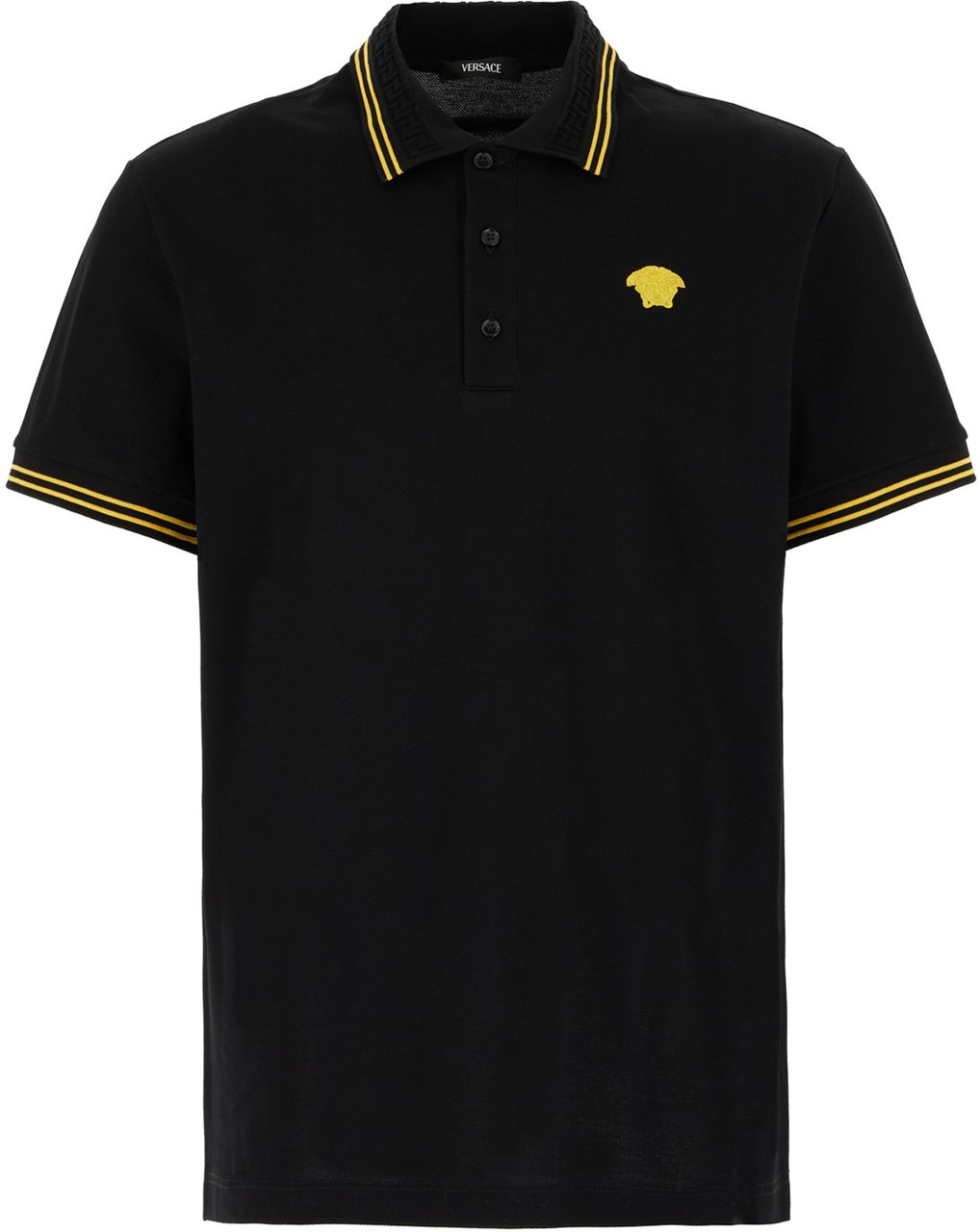 Versace Versace Black piquet polo shirt Zwart