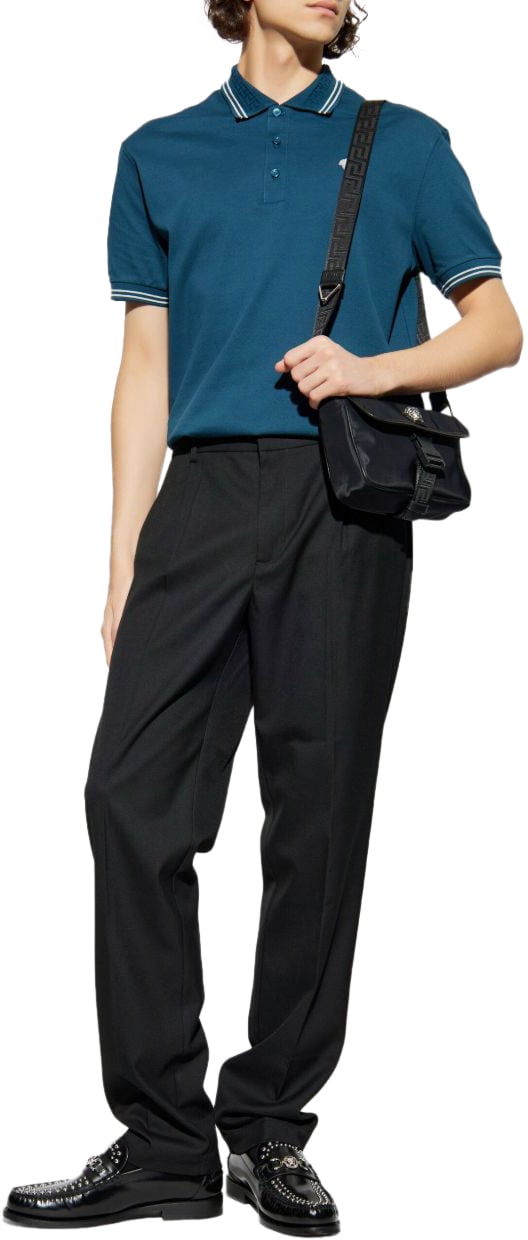 Versace T-Shirts And Polos Petrol Blue Blauw