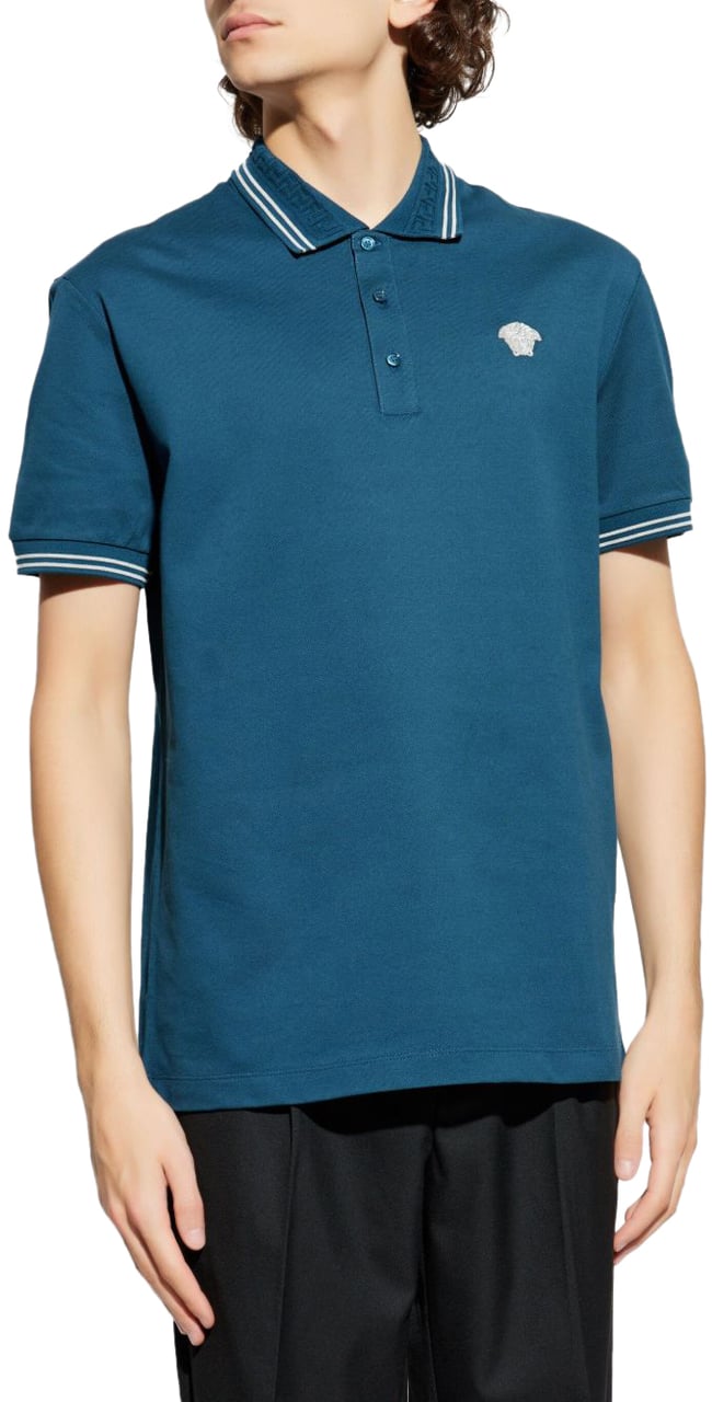 Versace T-Shirts And Polos Petrol Blue Blauw