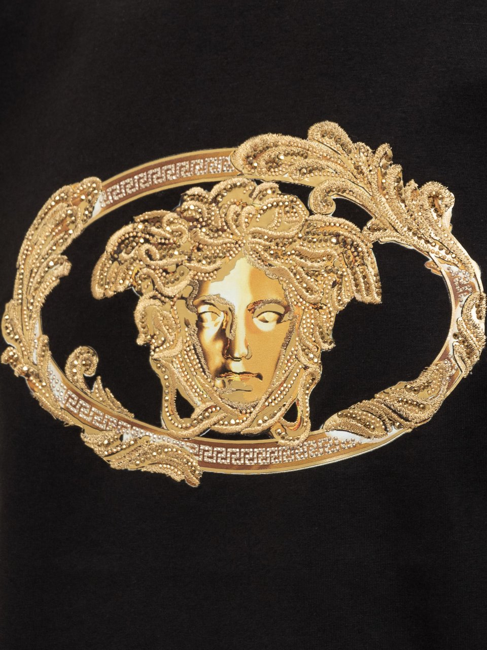 Versace T-shirt nera con stampa Versace Zwart