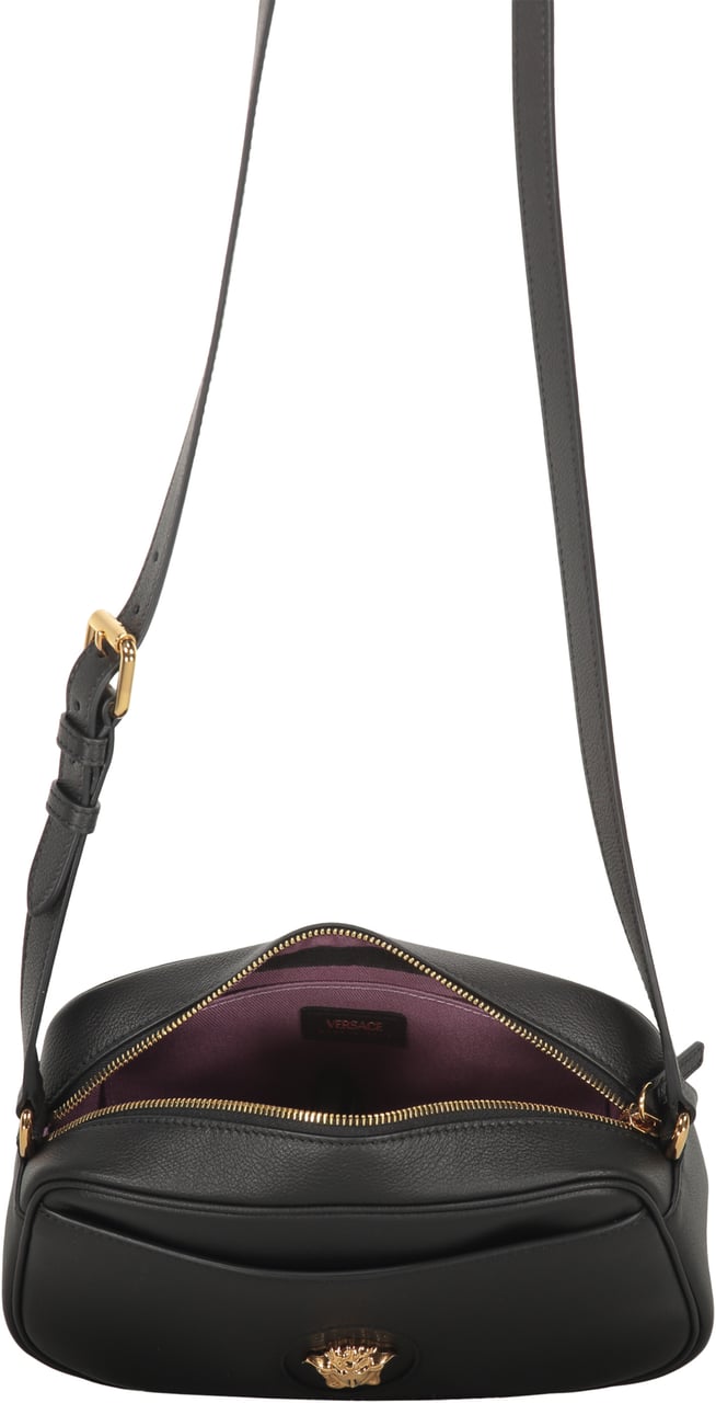 Versace Leather crossbody bag Zwart