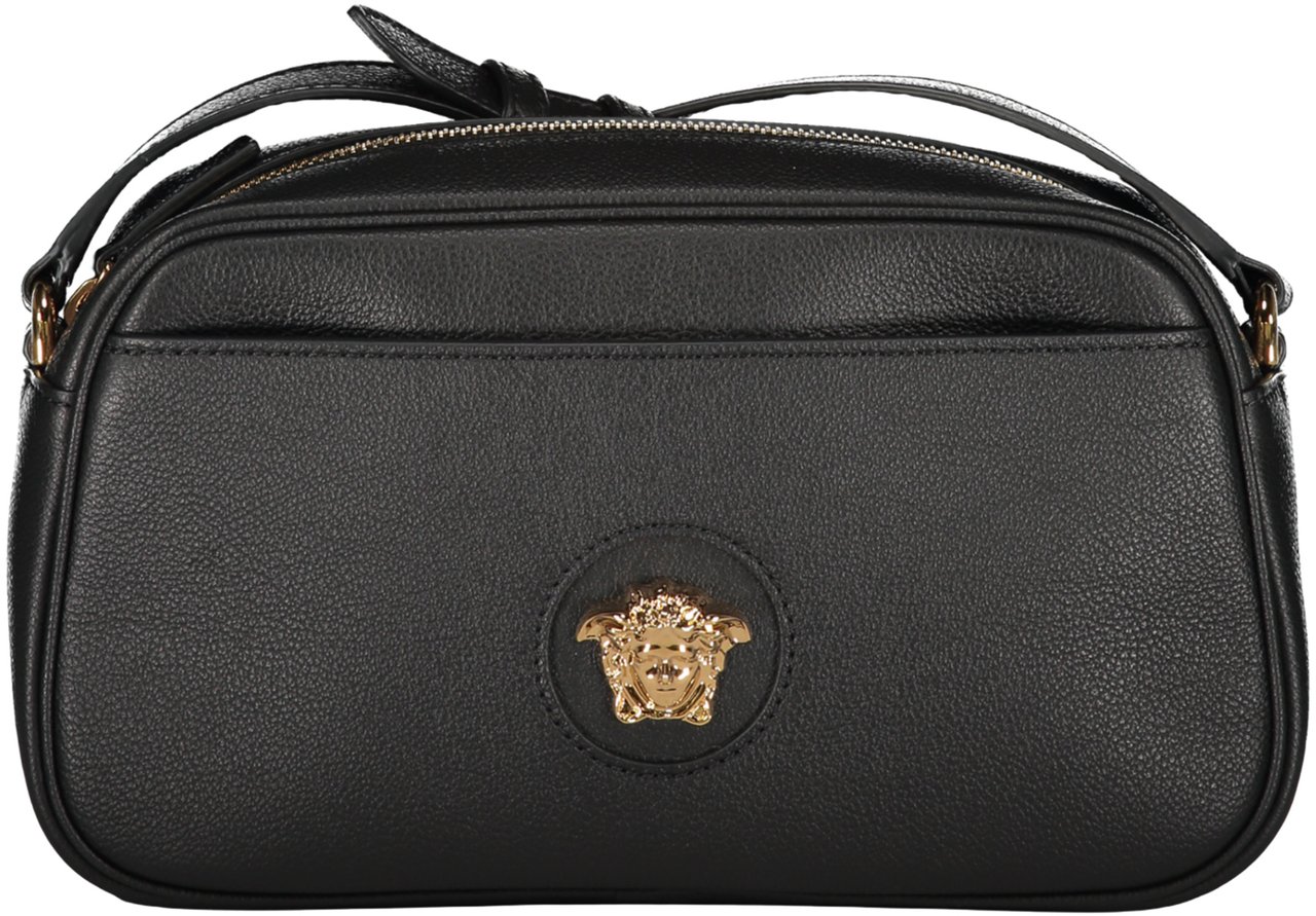 Versace Leather crossbody bag Zwart