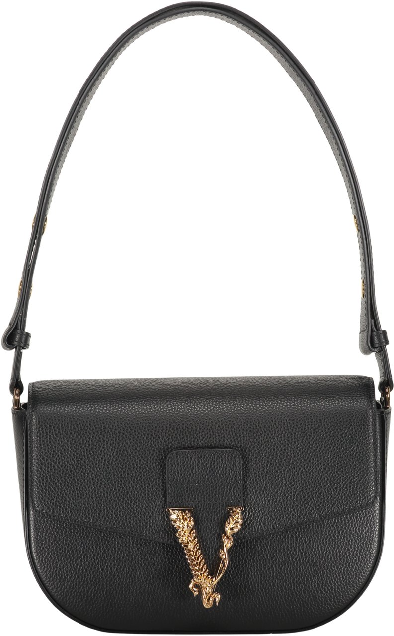 Versace Leather shoulder bag Zwart