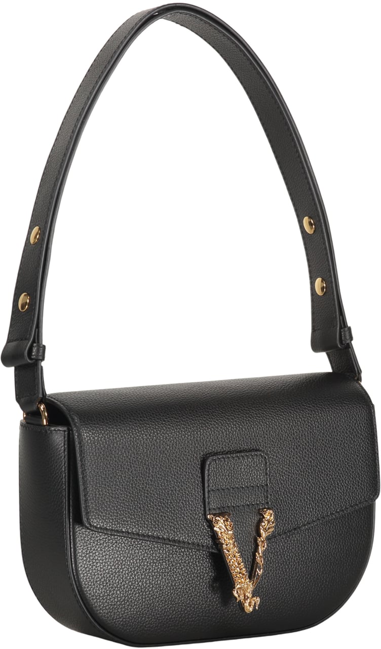 Versace Leather shoulder bag Zwart