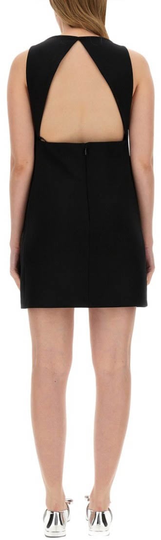 Versace Wool Blend Straight Mini Dress With Cut-Out Zwart