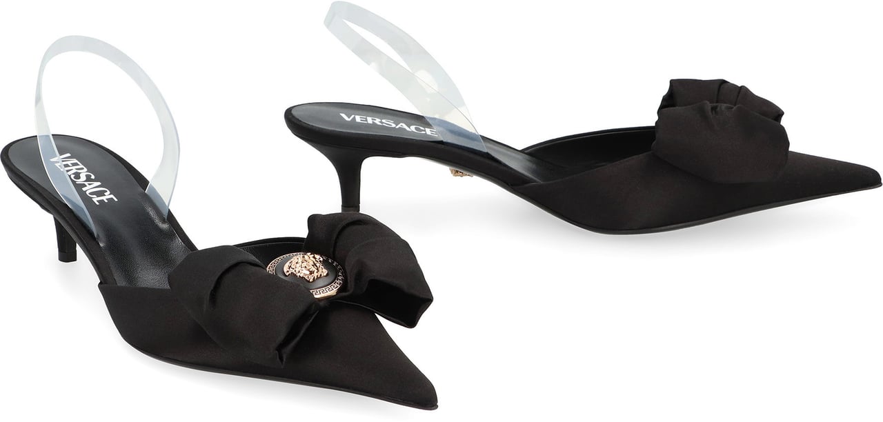 Versace Alia Satin slingback pumps Zwart