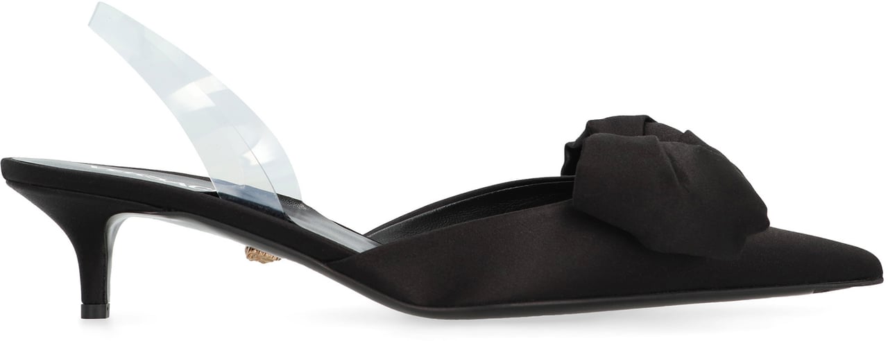 Versace Alia Satin slingback pumps Zwart