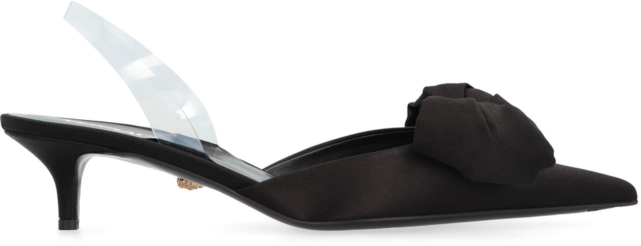 Versace Alia Satin slingback pumps Zwart