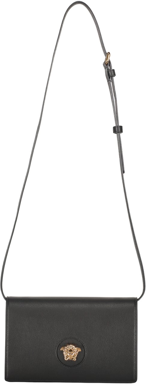 Versace Elegant Black Leather Bag Versatile Zwart