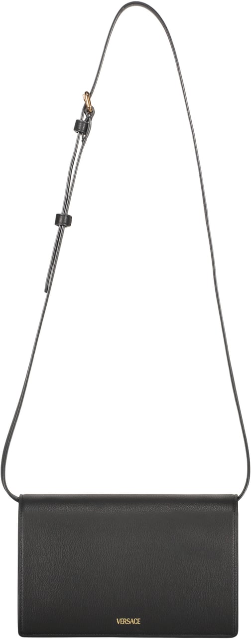 Versace Elegant Black Leather Bag Versatile Zwart