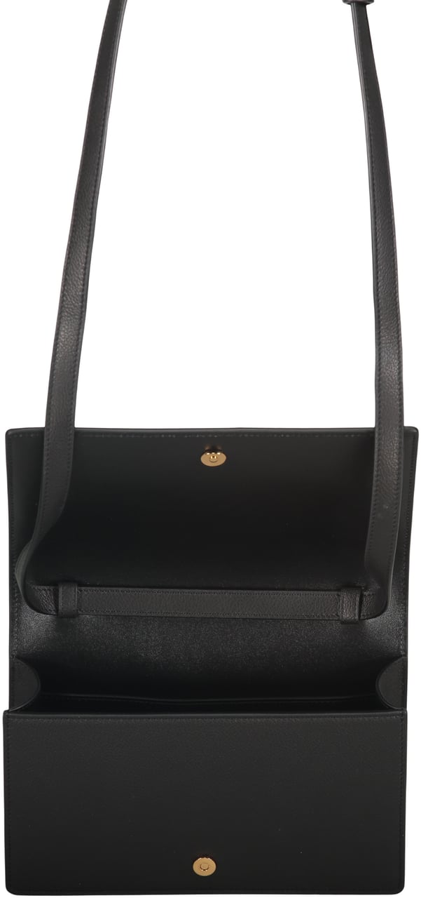 Versace Elegant Black Leather Bag Versatile Zwart