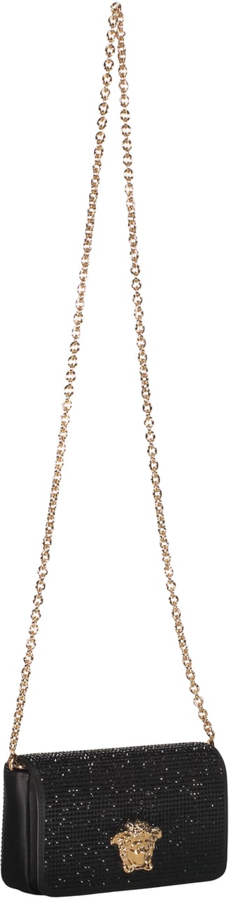 Versace Elegant black clutch with golden closure Zwart