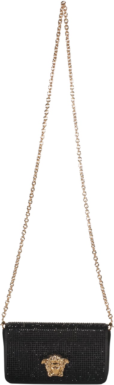 Versace Elegant black clutch with golden closure Zwart