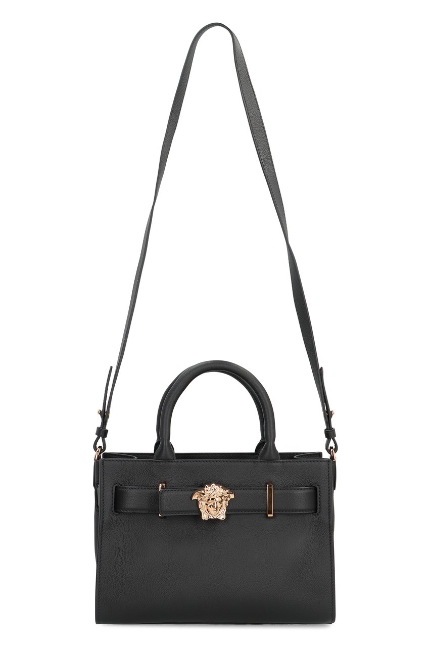 Versace Small leather tote Zwart