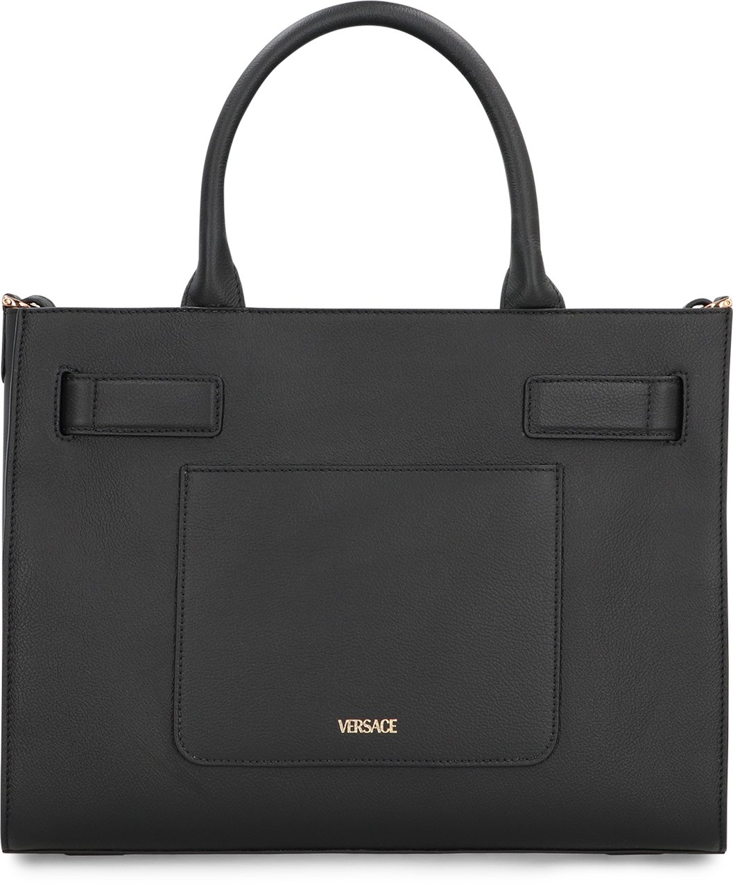 Versace Large leather tote bag Zwart