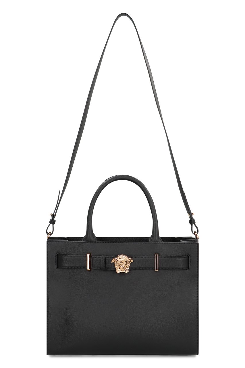 Versace Large leather tote bag Zwart