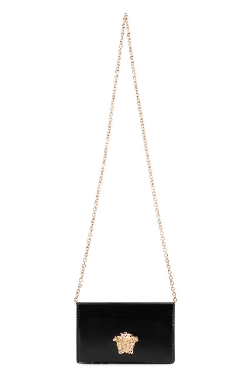 Versace Patent leather wallet on chain Zwart