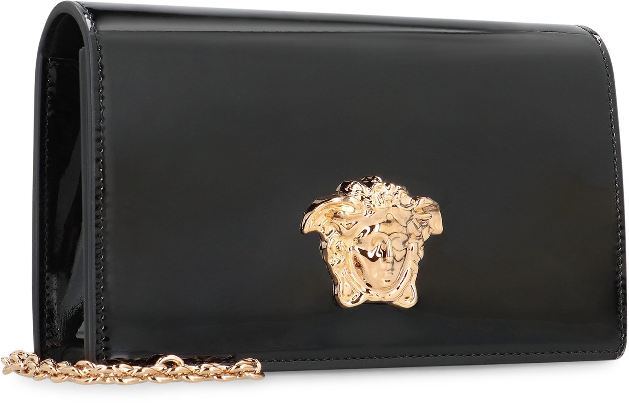 Versace Patent leather wallet on chain Zwart