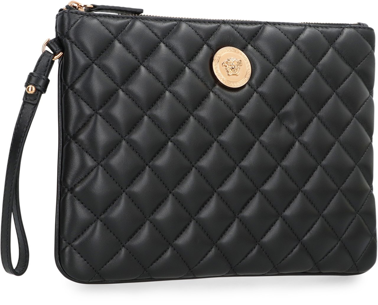 Versace Leather flat pouch Zwart