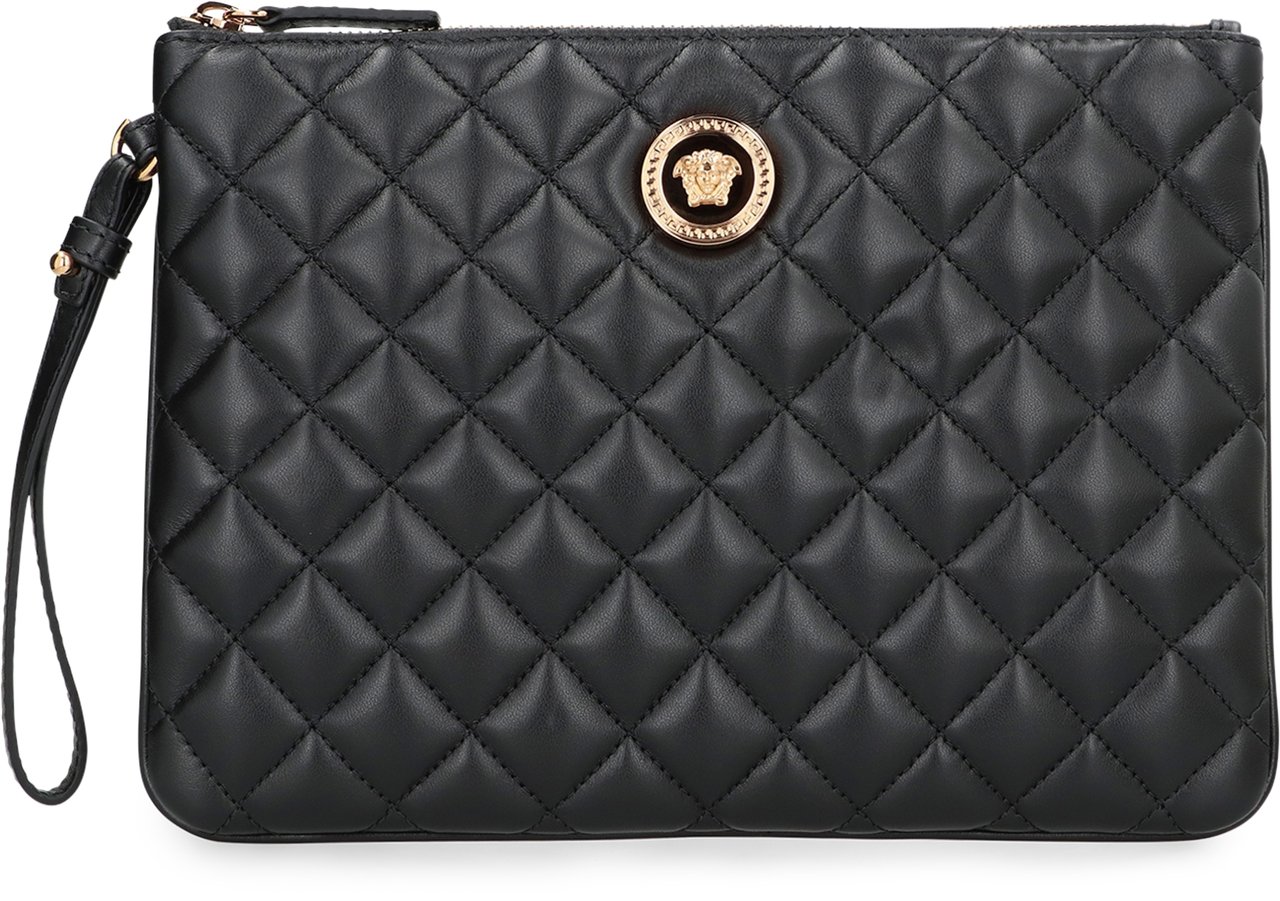 Versace Leather flat pouch Zwart