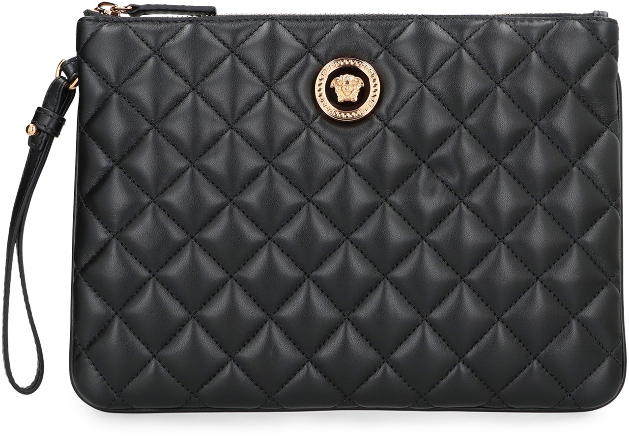 Versace Leather flat pouch Zwart