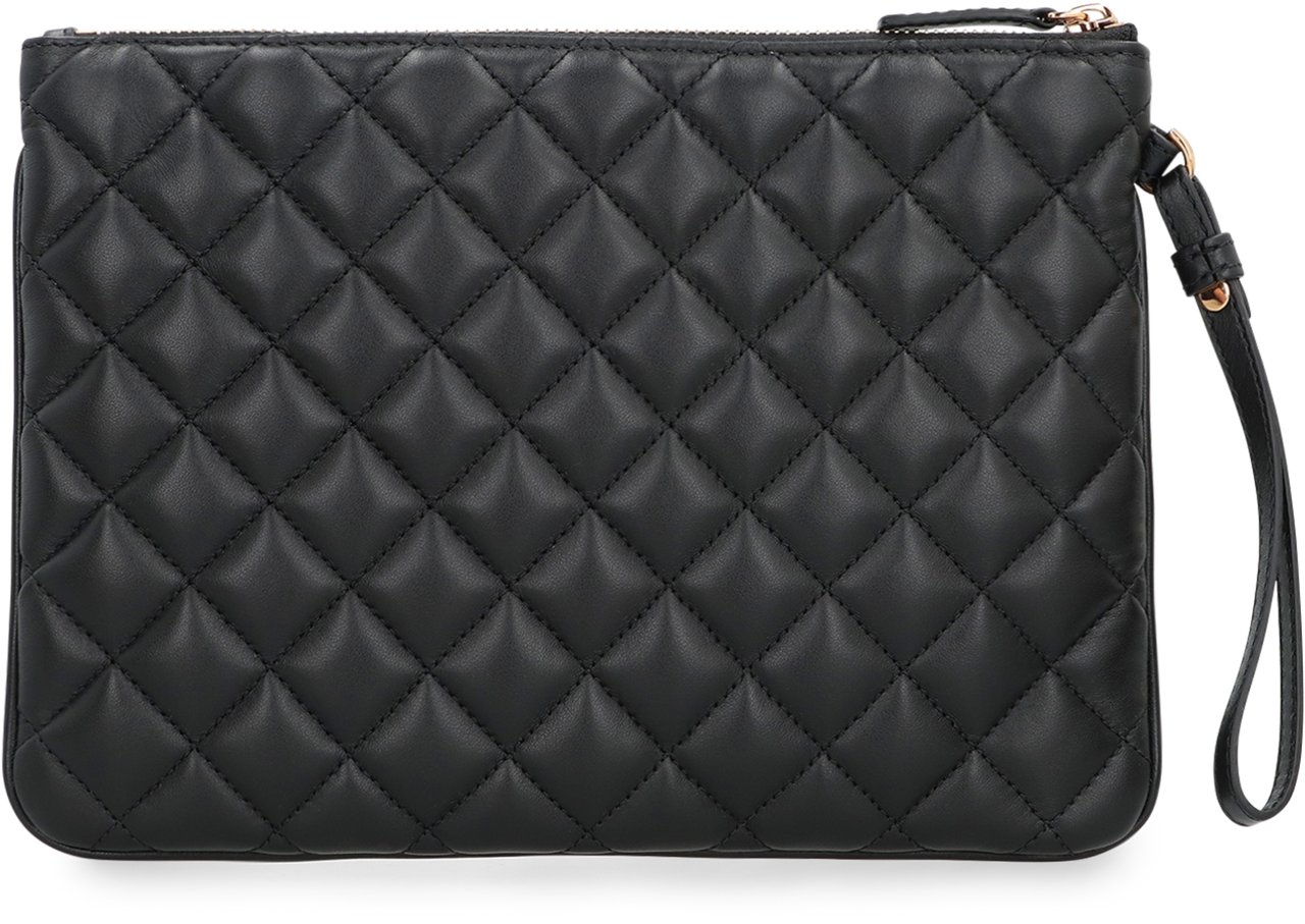 Versace Leather flat pouch Zwart