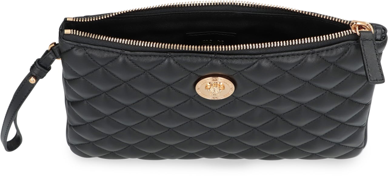 Versace Leather flat pouch Zwart