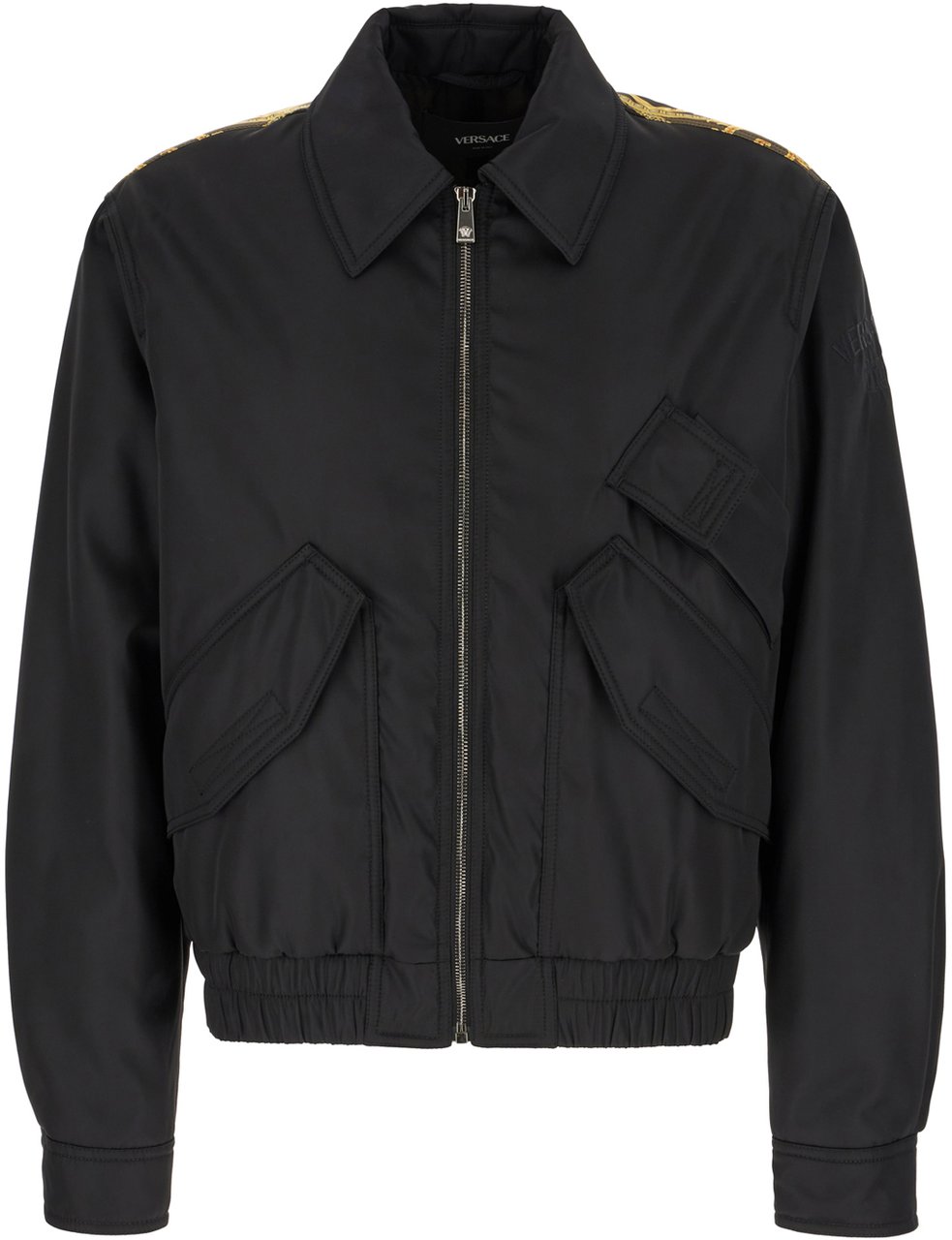 Versace Versace Black nylon and polyester padded bomber jacket Zwart