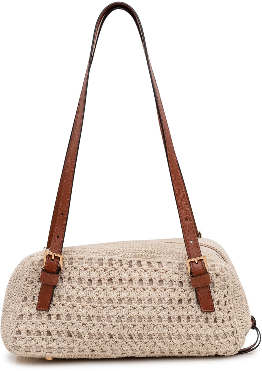 Versace Borsa Fabric a spalla con Tracolla Regolabile e Logo Frontale Wit