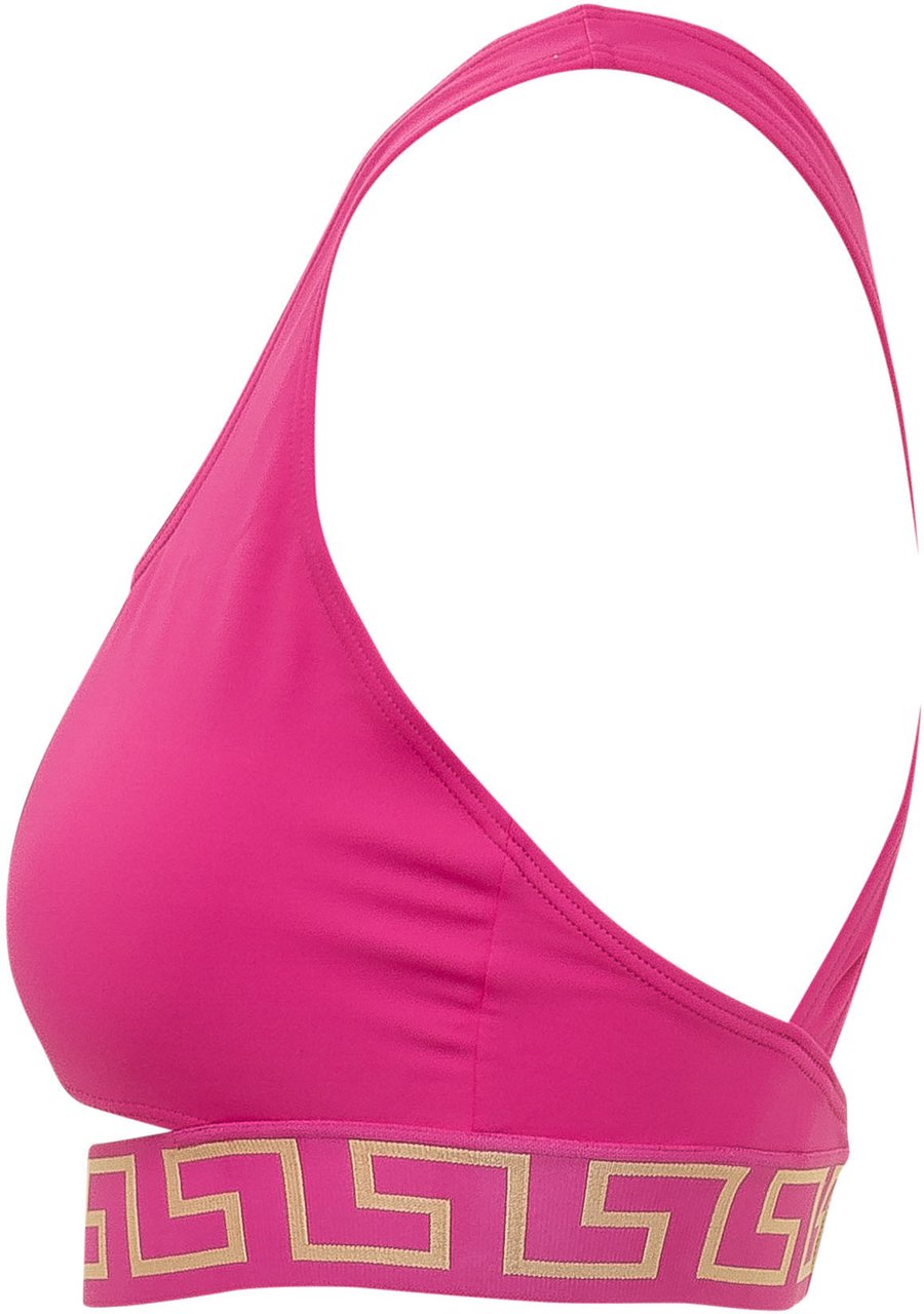 Versace Top Bikini con Spalline Incrociate e Fascia Logata Roze