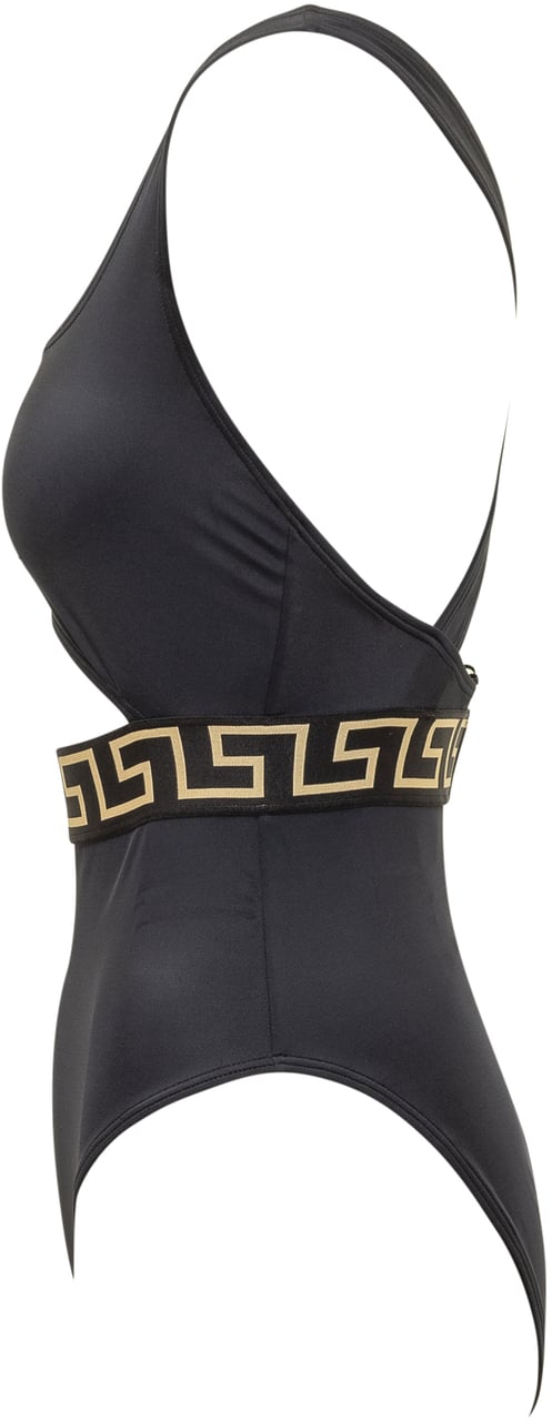 Versace Costume Intero In Lycra Riciclata Stretch Zwart