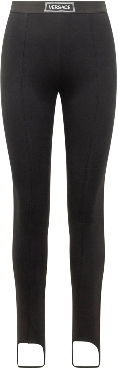 Versace Leggings Naline In Jersey Con Staffa Zwart
