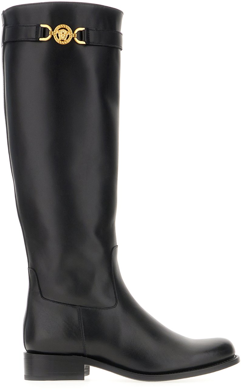 Versace Versace Black leather boots Zwart