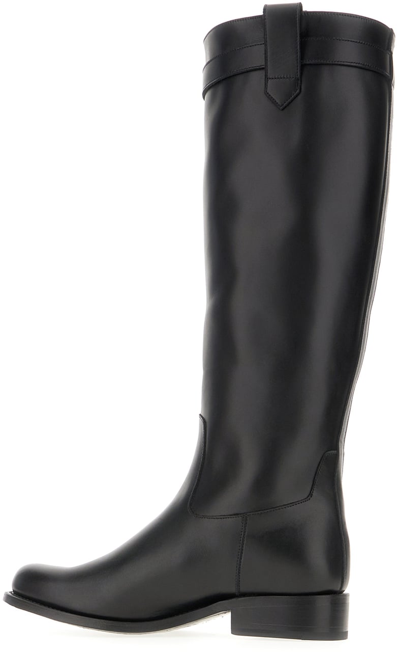 Versace Versace Black leather boots Zwart