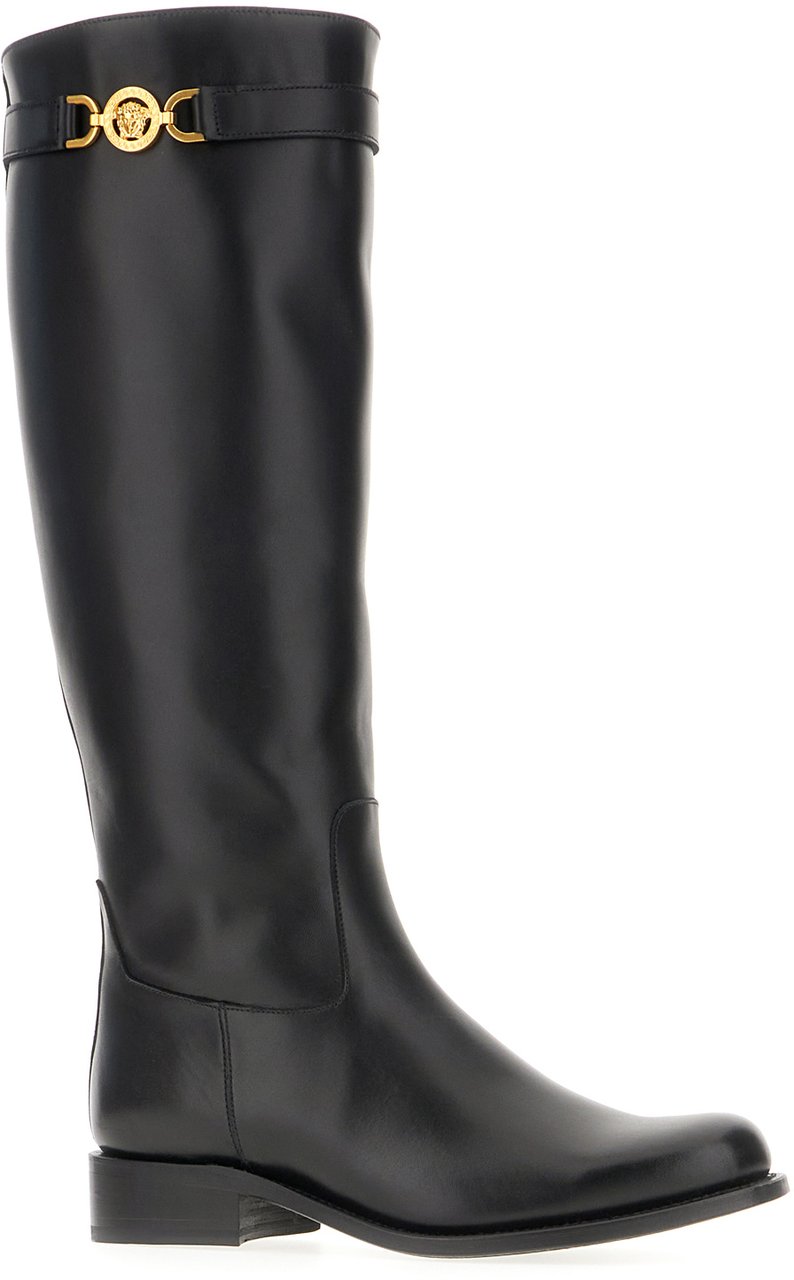 Versace Versace Black leather boots Zwart