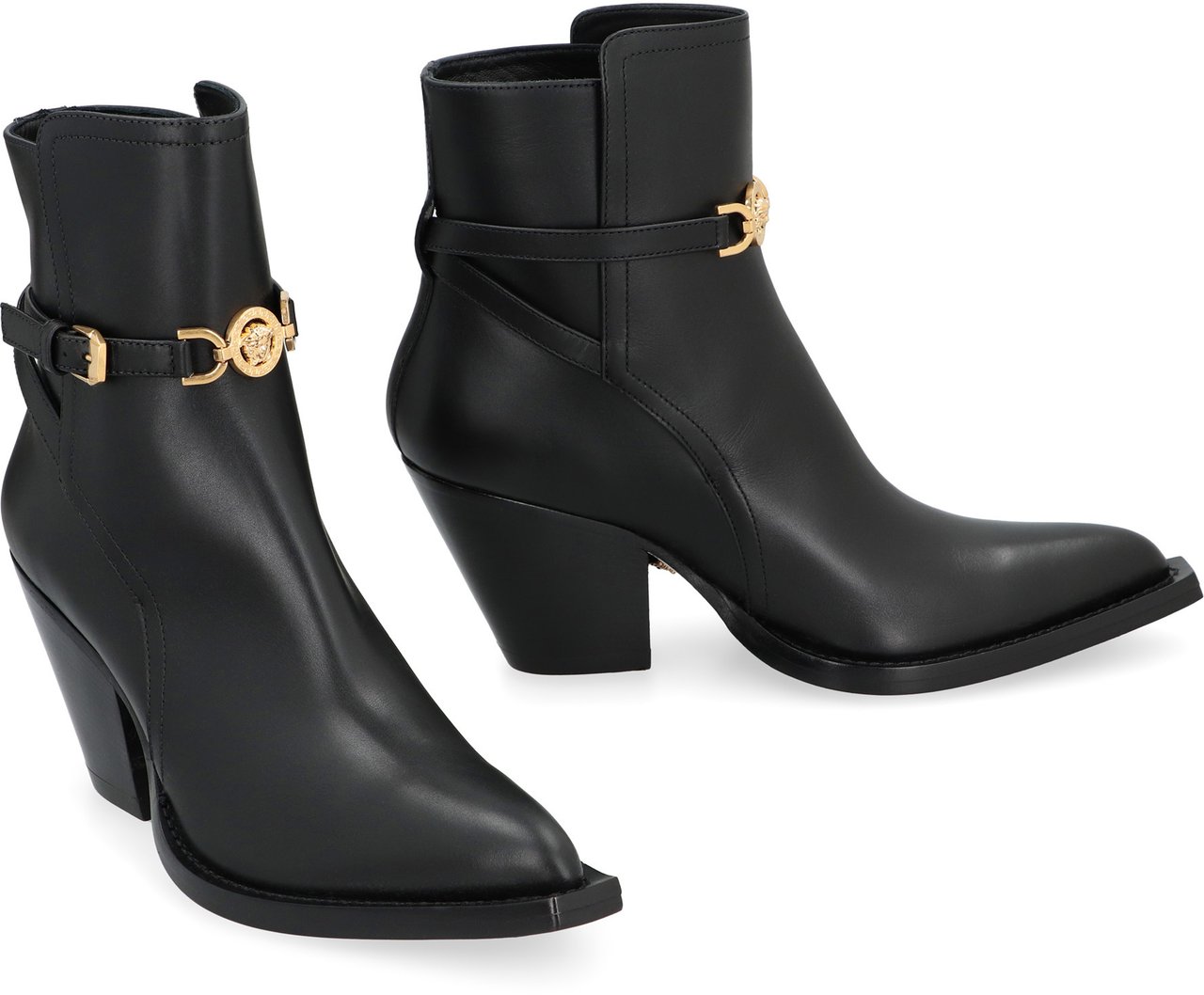 Versace Leather ankle boots Zwart