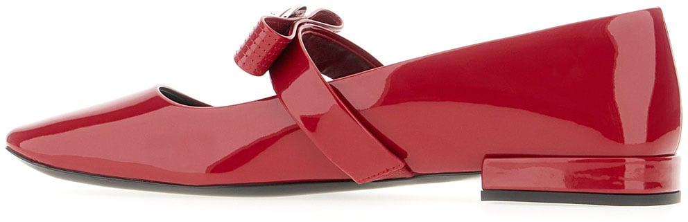 Versace Versace Red leather Gianni ribbon ballerinas Rood