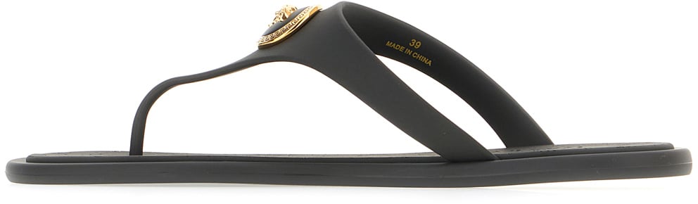 Versace Versace Black rubber thong sandals Zwart