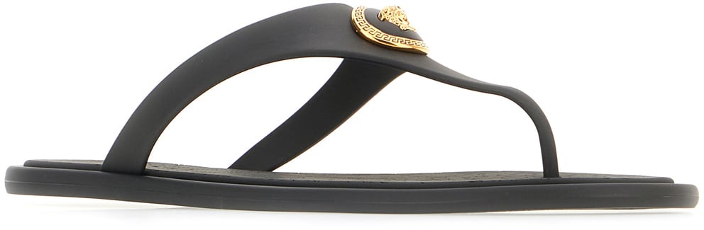 Versace Versace Black rubber thong sandals Zwart
