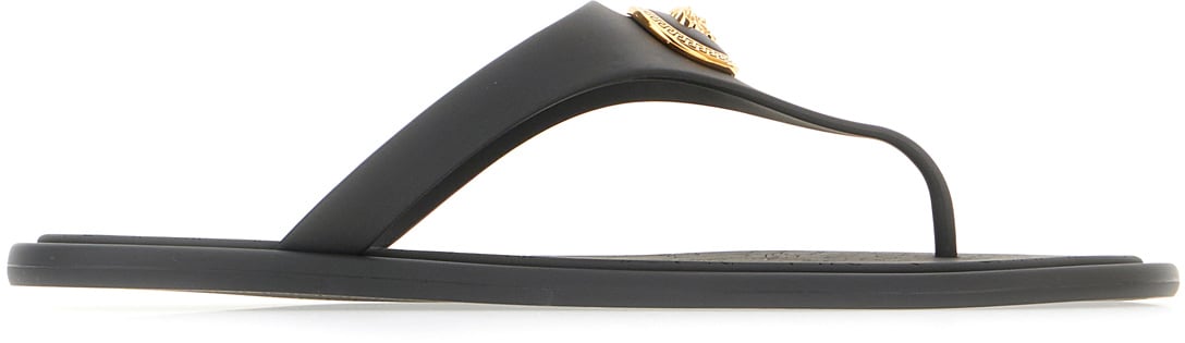 Versace Versace Black rubber thong sandals Zwart