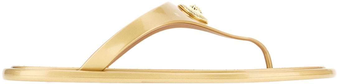 Versace Versace Gold rubber thong sandals Goud