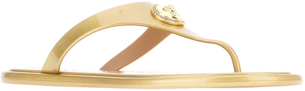 Versace Versace Gold rubber thong sandals Goud