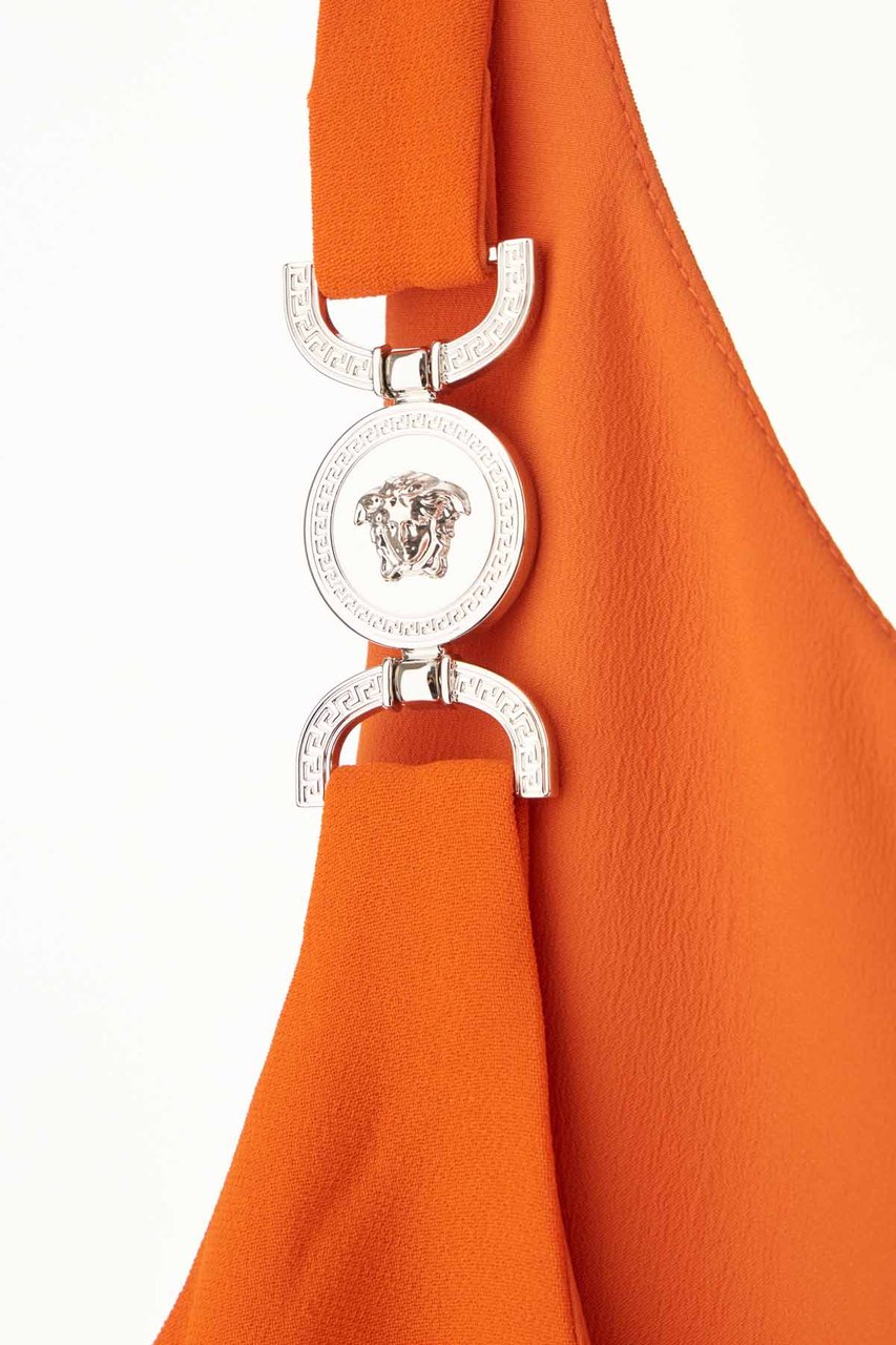 Versace Versace Fluo orange stretch viscose dress Oranje