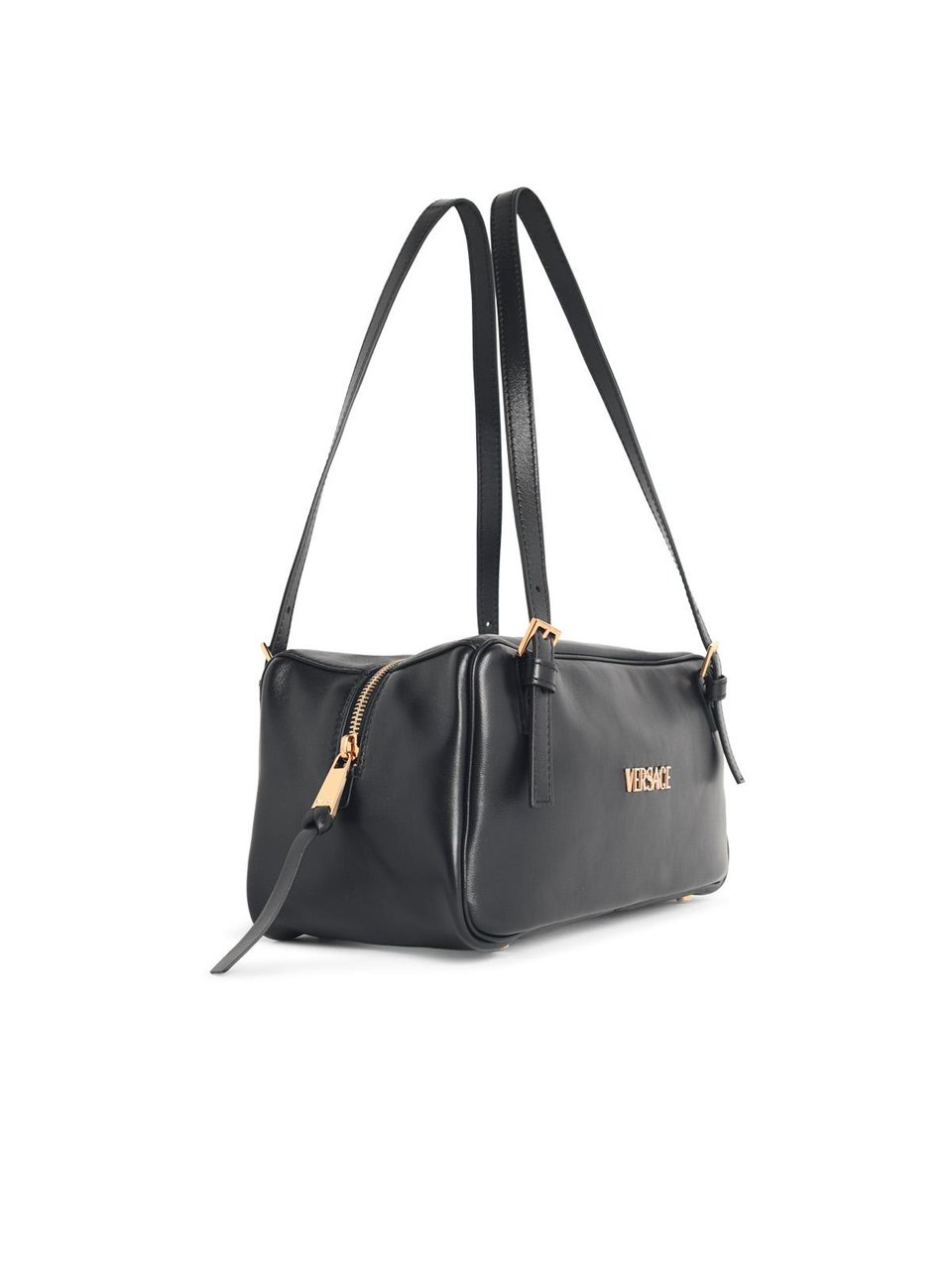 Versace Black Tag Lambskin Shoulder Bag Zwart