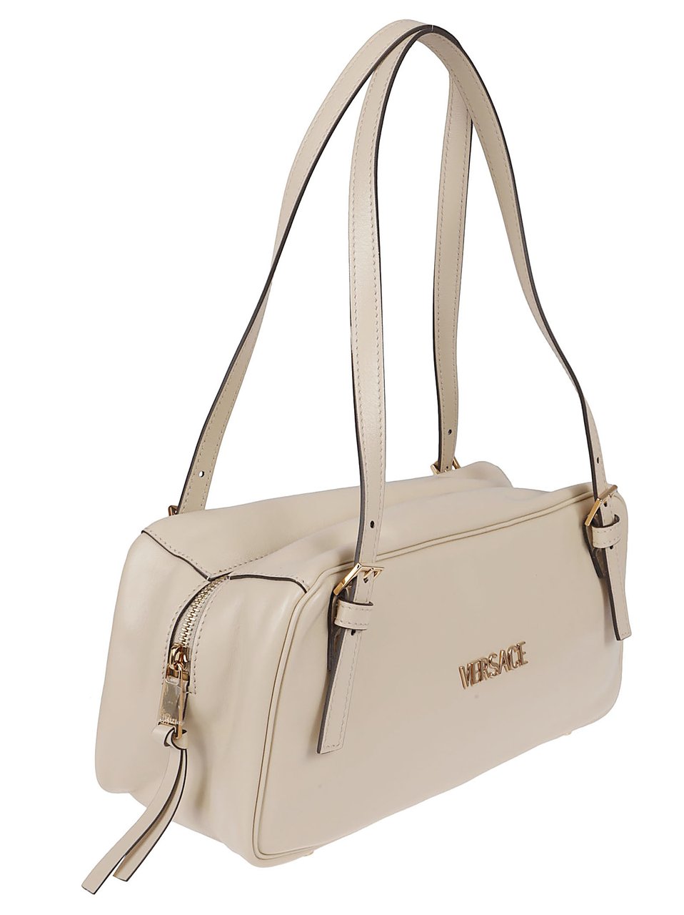 Versace Beige Tag Lamb Leather Shoulder Bag Neutraal