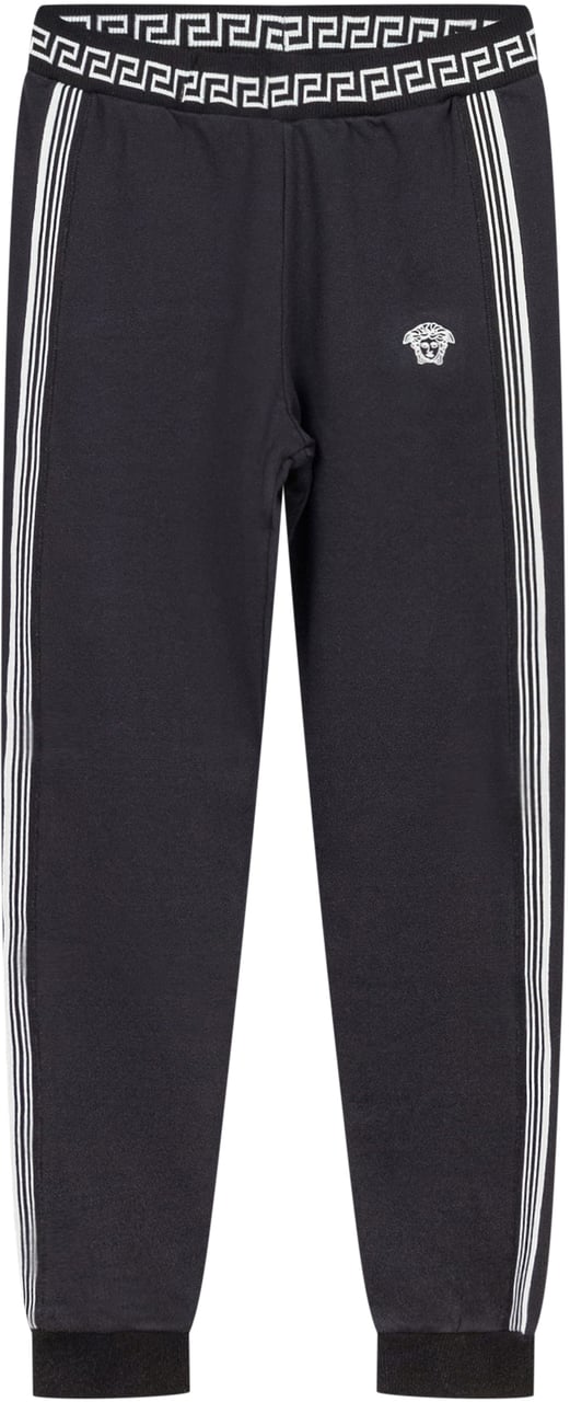 Versace Versace Kids Pantaloni Sportivi Neri con Fascia Logo Zwart