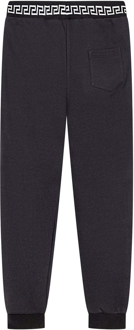 Versace Versace Kids Pantaloni Sportivi Neri con Fascia Logo Zwart