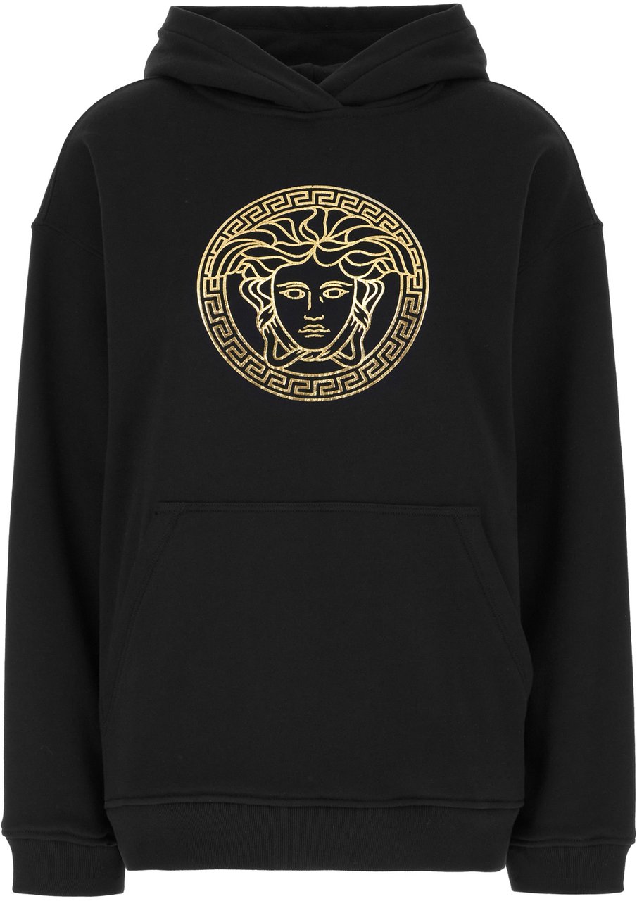 Versace Versace Black cotton oversize sweatshirt Zwart