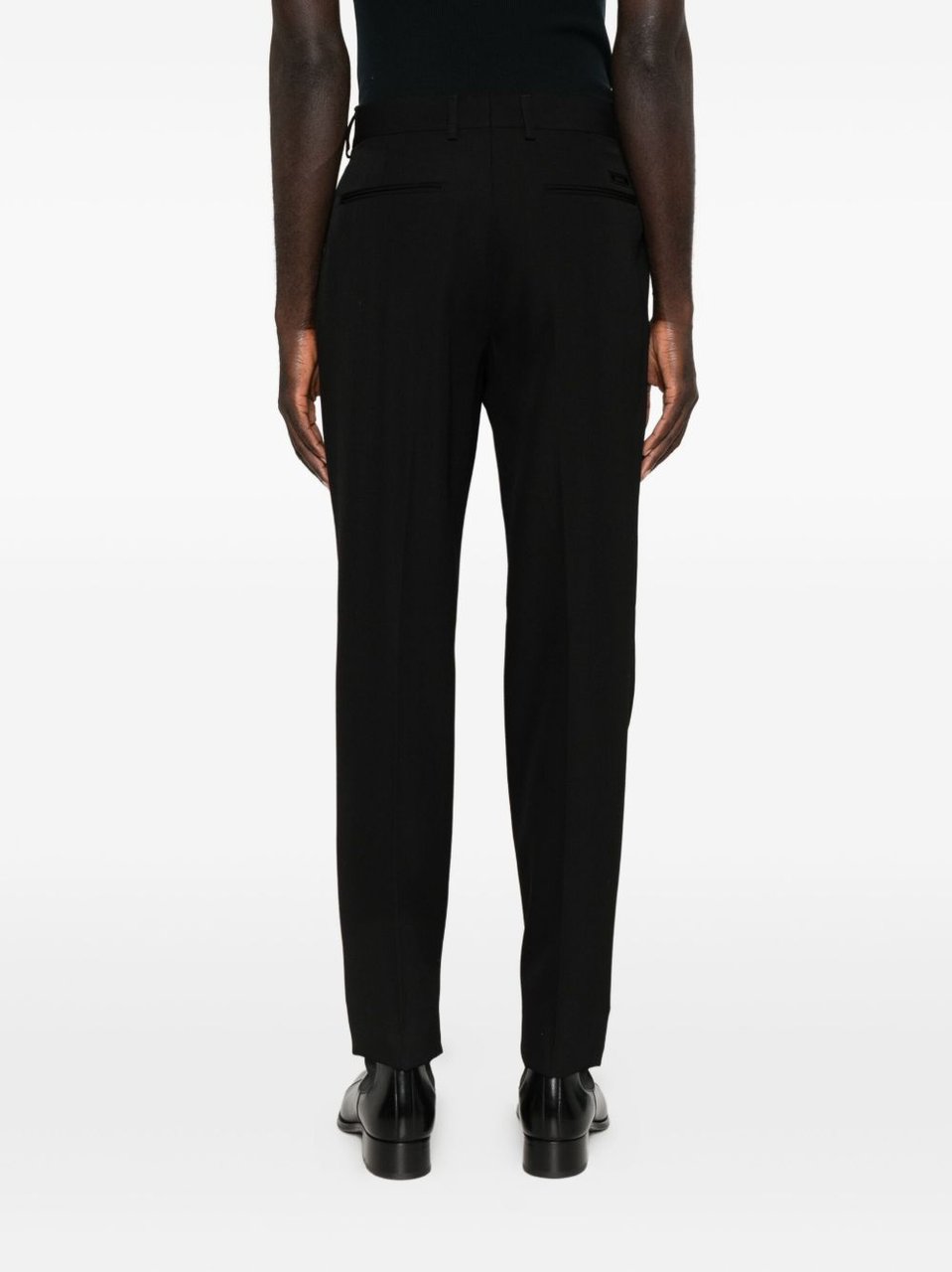 Versace Straight Leg Wool Trousers Zwart